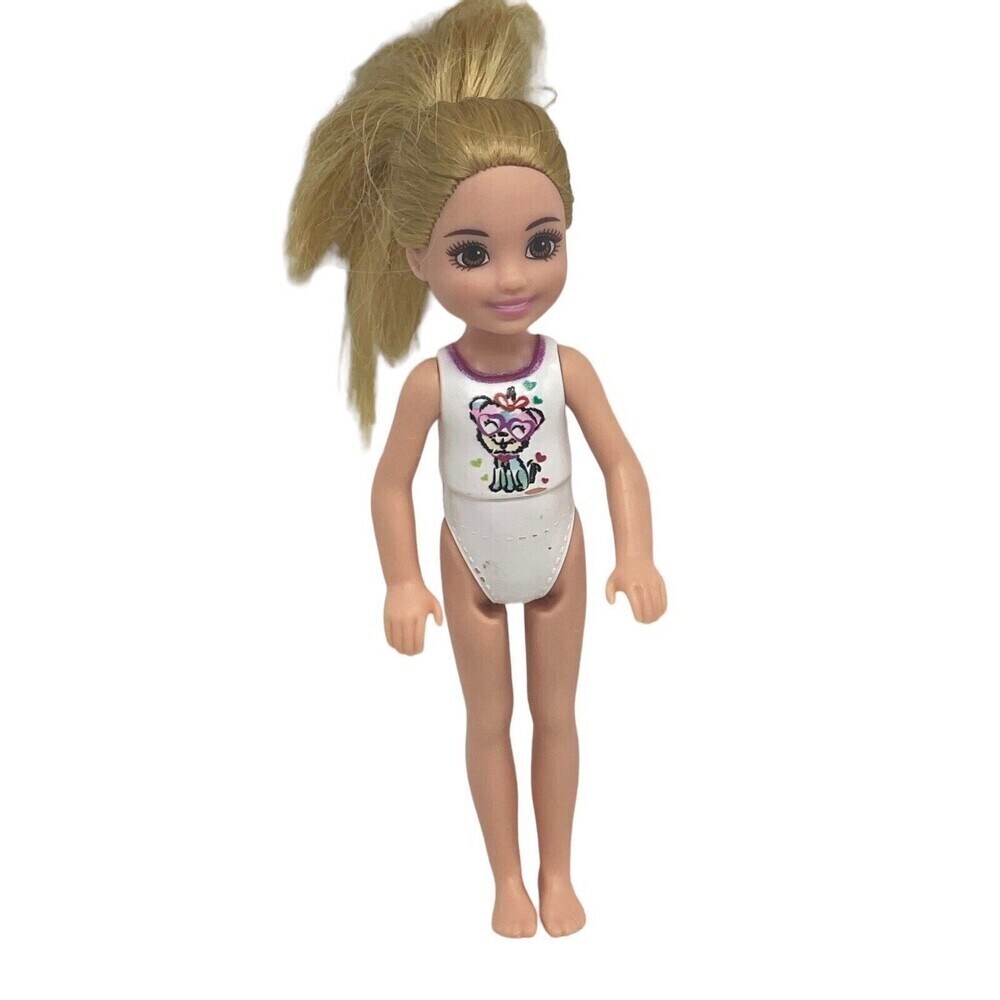 MATTEL BARBIE SISTER'S CHELSEA CLUBHOUSE DOLL PUPPY WHITE BODYSUIT TOP PAINTED